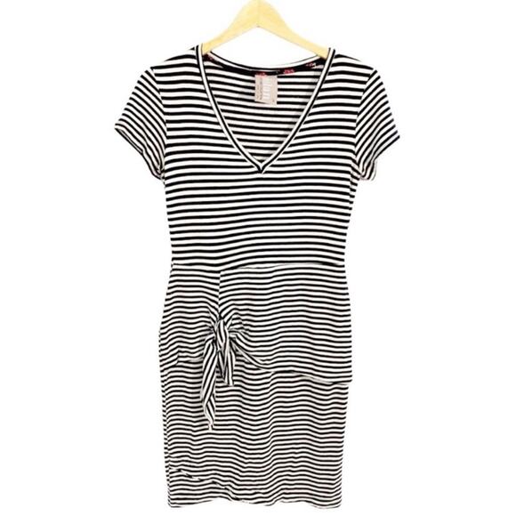 Anthropologie Dolan Left Coast Black & White Stripe Malta Tie Waist Dress,Size S - Picture 4 of 15